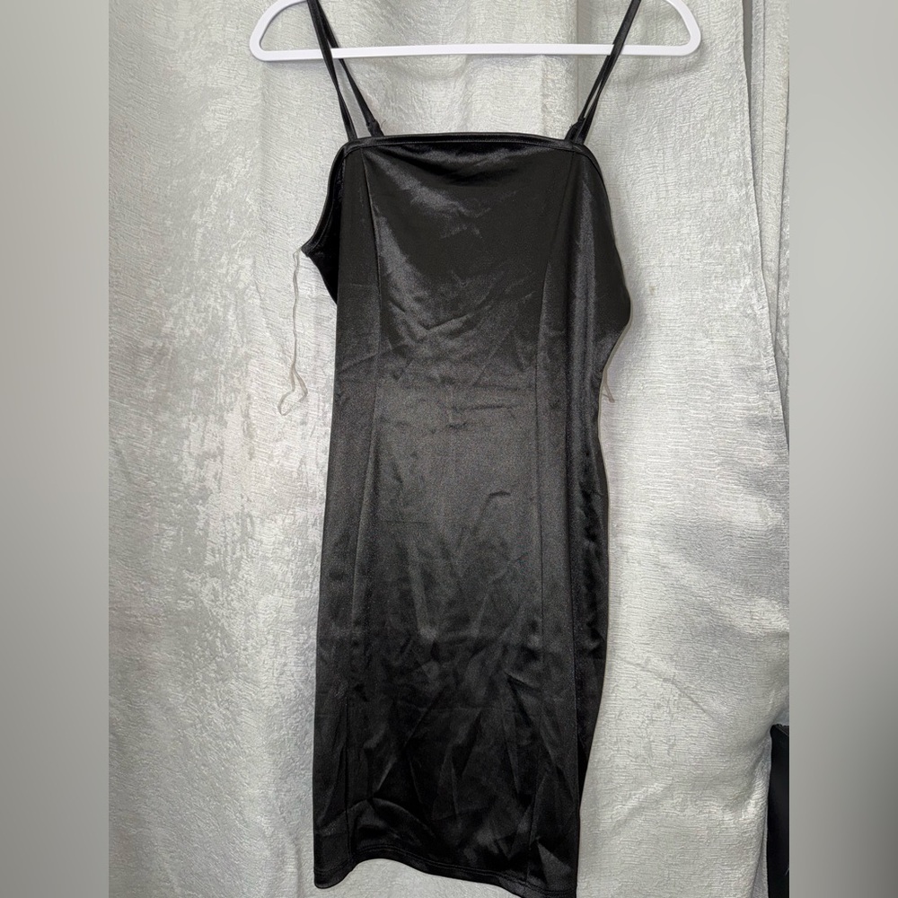 Black Satin Slip Dress